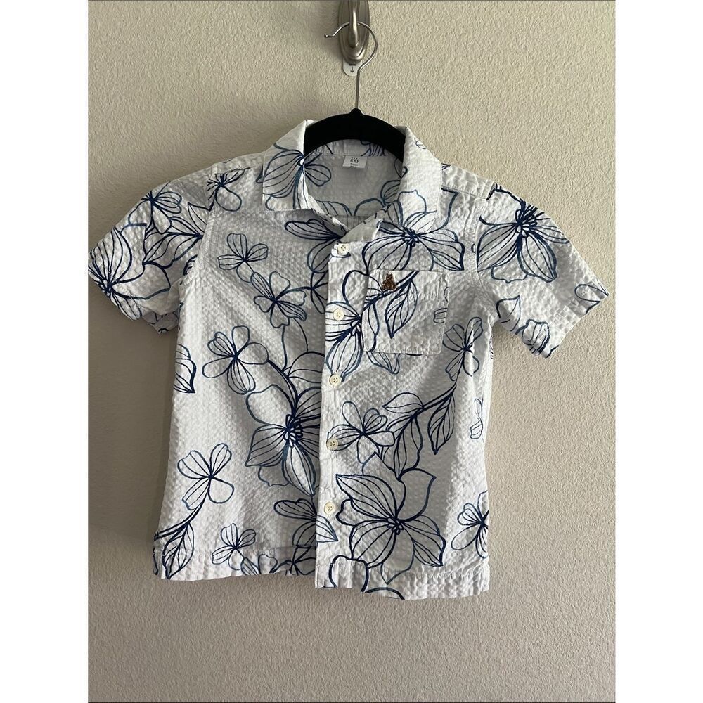 Baby Gap Floral Hawaiian Button Up Shirt Toddler Boys 5
